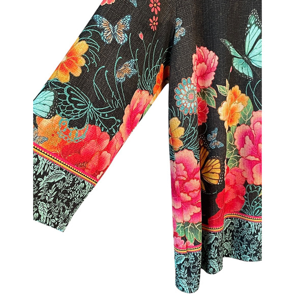 CITRON SANTA MONICA Butterflies In Flight Size 1X Pullover 3/4 Sleeve Tunic Top - Picture 5 of 10